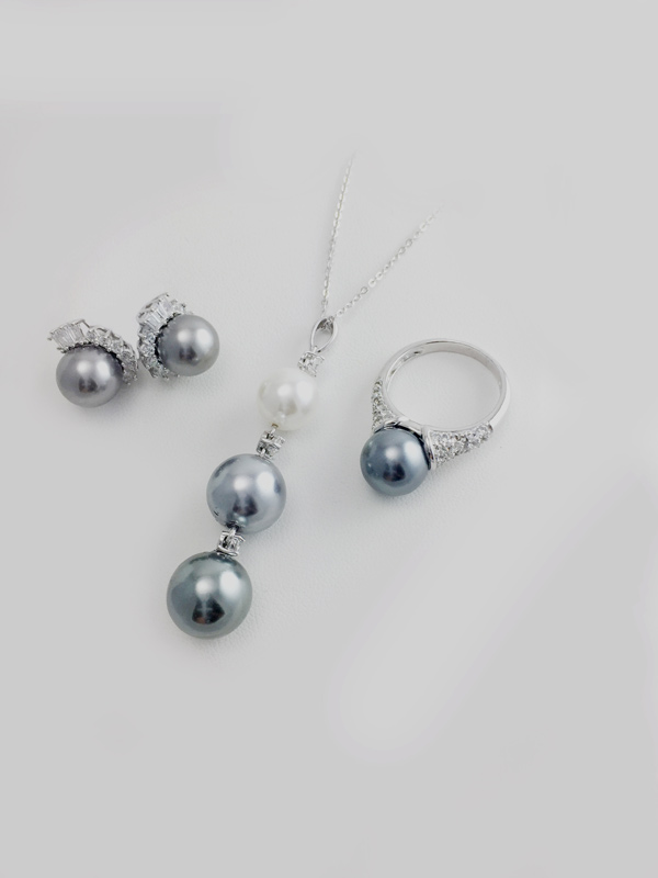 Silver Gray Freshwater Pearl Jewelry Set