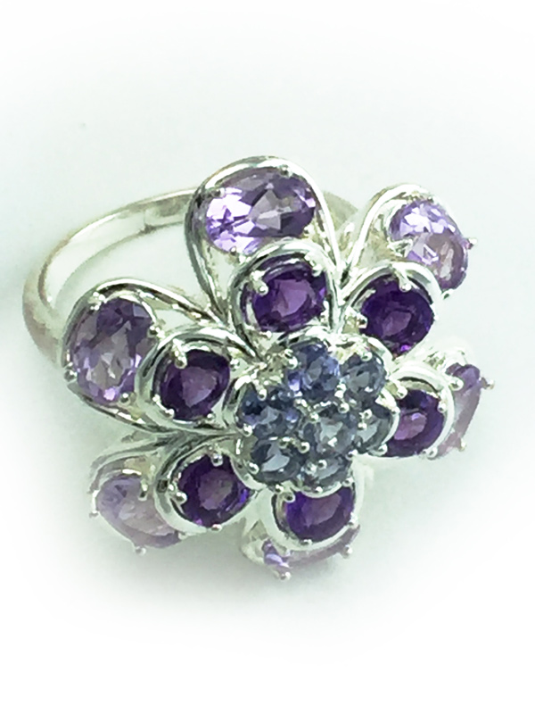 Sterling Silver Amethyst Flower Ring